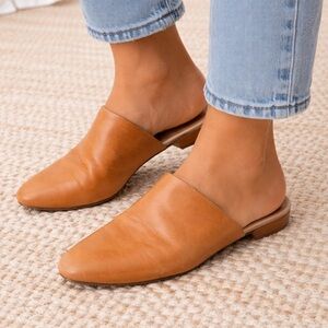 Bird of Flight Tan Leather Slide Mules Pointed Toe Loafers Women’s 6.5
